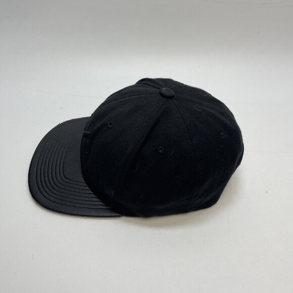 Nixon Embroidery logo Classic Snapback Triple Black Leather front Skate Surf Y2K - Picture 5 of 12